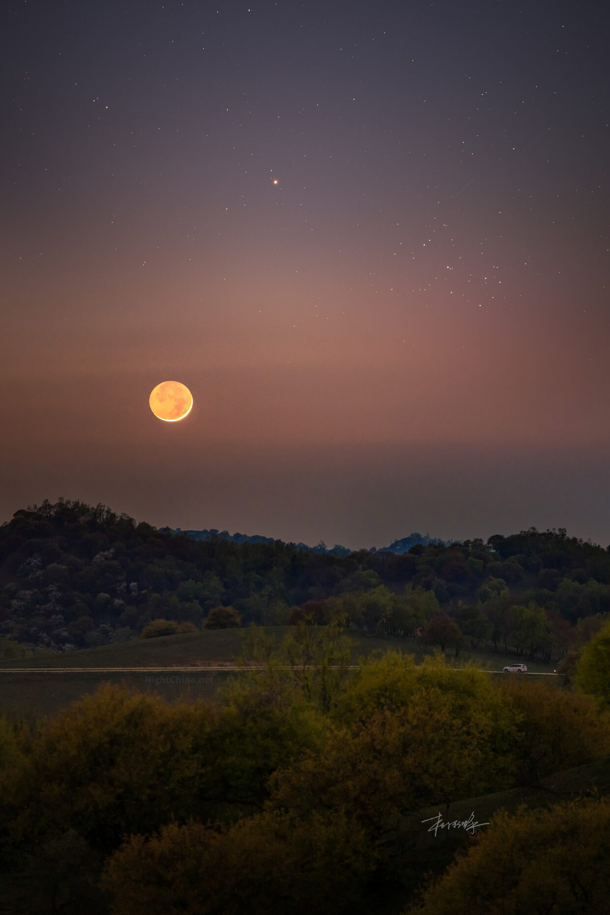 水星 昴星团合月 夜空中国